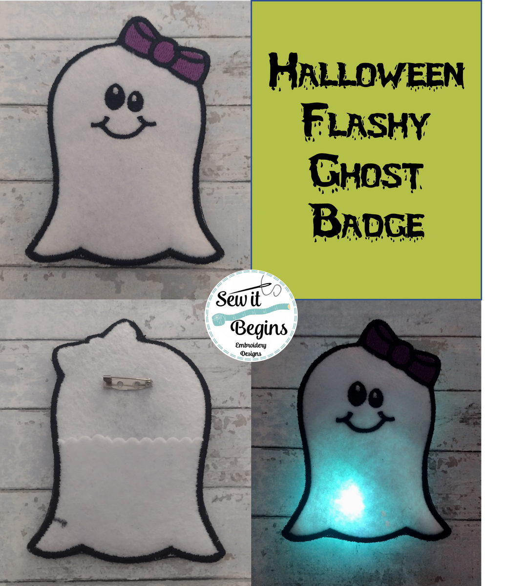 Flashy Ghost Badge Hanger Decorations 4x4 Only (3 Designs) Digital D