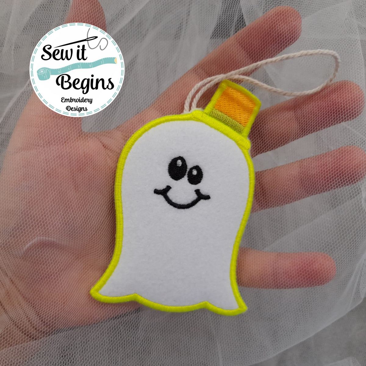 Flashy Ghost Badge Hanger Decorations 4x4 Only (3 Designs) Digital D