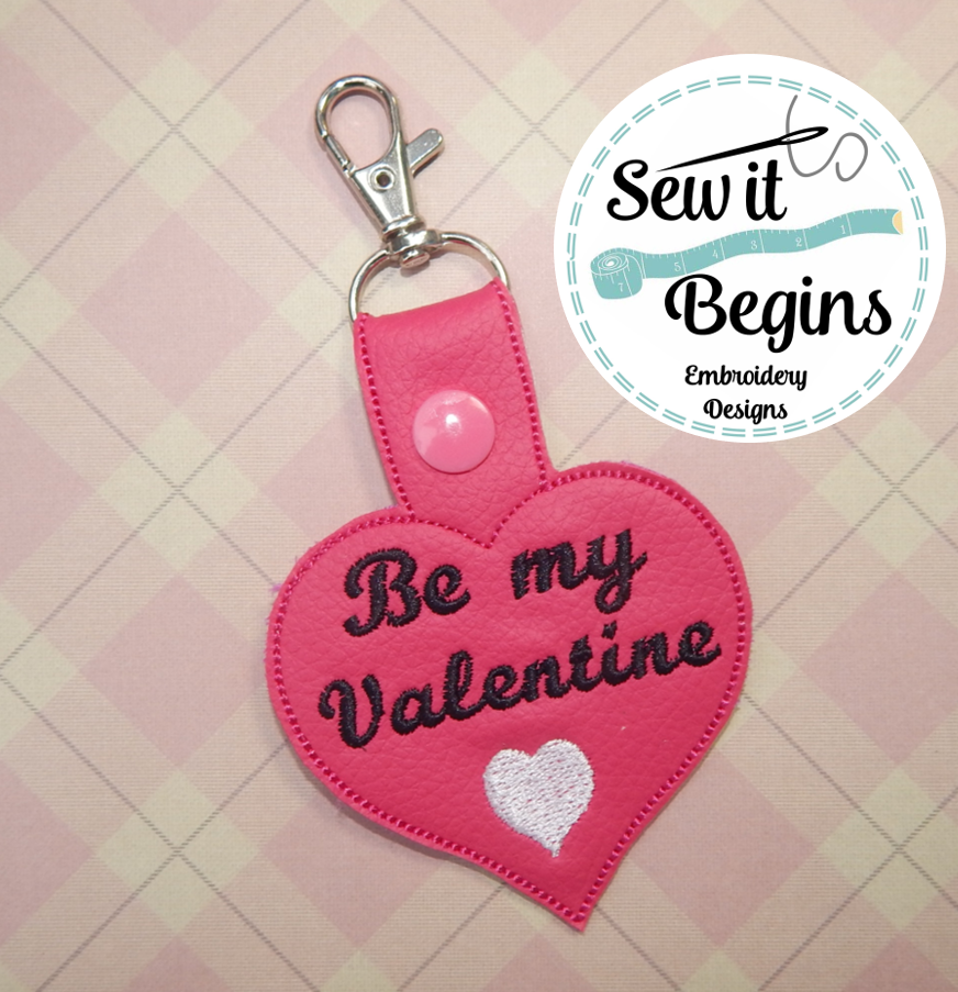 Be My Valentine Heart Shaped In The Hoop Key ring Key fob design – Sew it  Begins Embroidery