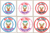 My First Christmas 2025 2026 Reindeer Applique Decoration - 2 sizes - Digital Download