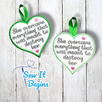 She Overcame Everything 4" Heart Decorations Set of 2 - Digital Download