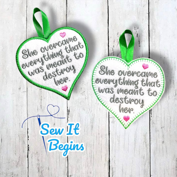 She Overcame Everything 4" Heart Decorations Set of 2 - Digital Download