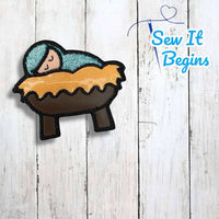 Chunky Nativity Baby Jesus Applique Decoration 4x4 - Digital Download