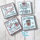 Coffee Time Square 4x4 Coasters (Set of 4) - Digital Download