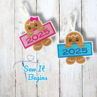 Boy and Girl Gingerbread Name Applique Hanger Set  - Digital Download