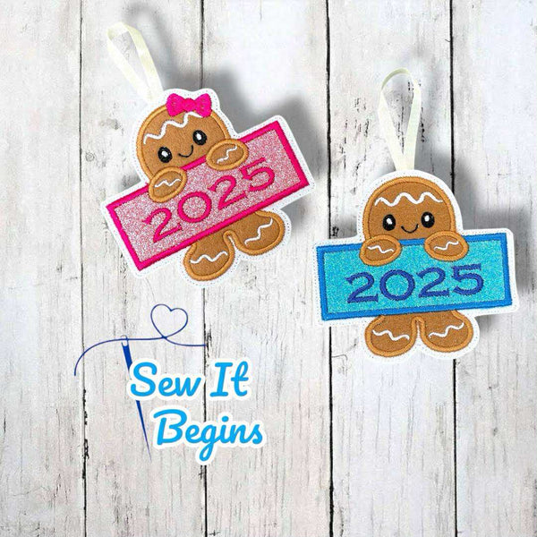 Boy and Girl Gingerbread Name Applique Hanger Set  - Digital Download