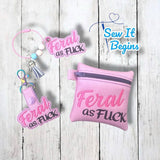 Mature Listing Feral as F*ck 4x4 Bag, Snap Tab & Eyelet Keyring Set - Digital Download