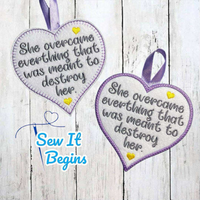 She Overcame Everything 4" Heart Decorations Set of 2 - Digital Download