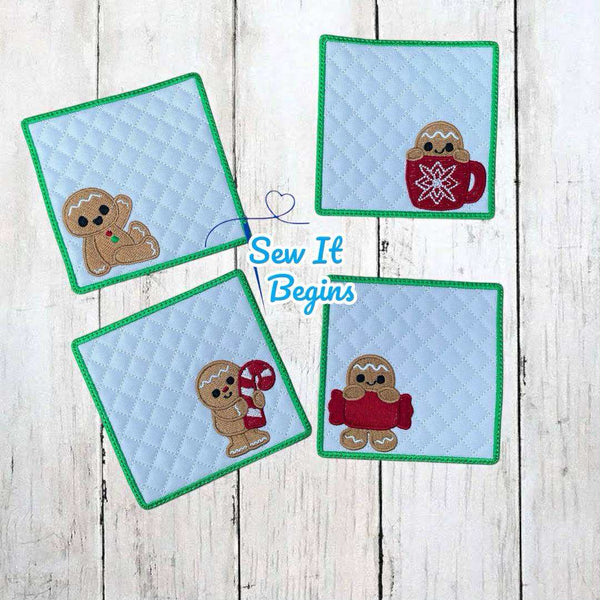 Teeny Gingerbread Man Square 4x4 Coasters (Set of 4) - Digital Download