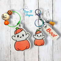 Pumpkin Boo Ghost Feltie Charm and Tag Set  4x4 - Digital Download