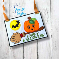 Pumpkin on a Broom Halloween Door Sign 5x7 - Digital Download