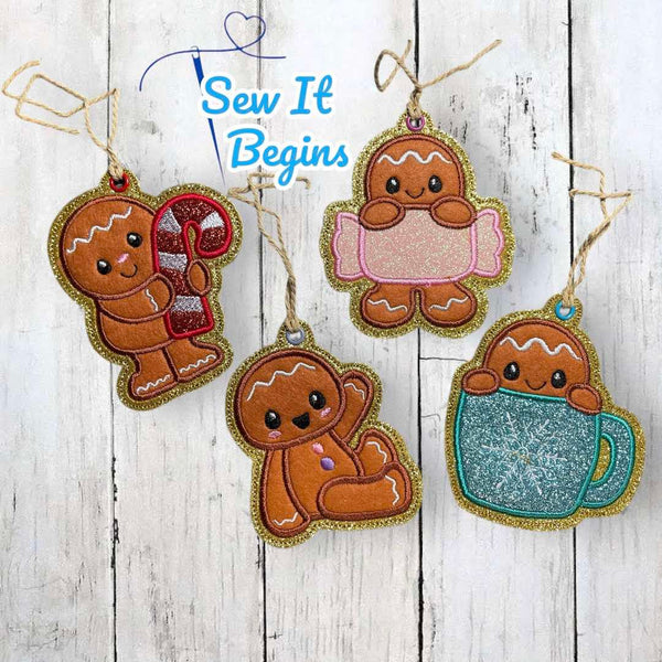 Chunky Gingerbread Graphics Chunky Gingerbread Applique Decoration Set 4x4 - Digital Download – Sew ...