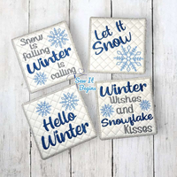 Hello Winter Snowflakes Square 4x4 Coasters (Set of 4) - Digital Download