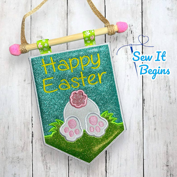 Happy Easter Bunny Butt 5x7 Banner Hanging Decoration - Digital Download