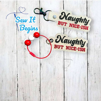 Naughty But Nice-ish Christmas Snap Tab and Eyelet Key Fobs Set of 2 - Digital Design