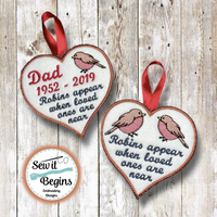 Robins Appear Remembrance 4x4 Satin Edge Hanging Heart Decoration  - Digital Download