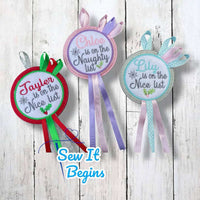 Christmas Naughty Nice List Rosettes 4x4 - Digital Download