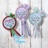 Christmas Naughty Nice List Rosettes 4x4 - Digital Download