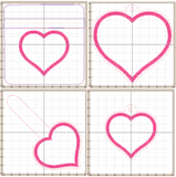 Heart Applique 4x4 Bag, Bookmark, Snap Tab & Eyelet Keyring Set - Digital Download
