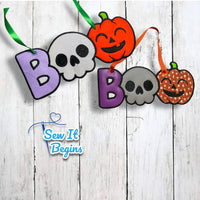 Cute Boo Pumpkin Skull Sign Hanging Door Sign (3 Sizes) - Digital Download