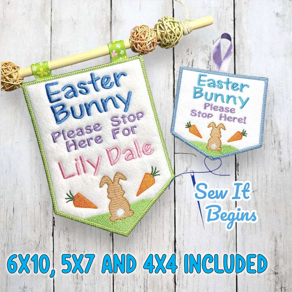 Easter Bunny Stop Here Sign Set 3 Sizes - Digital Download