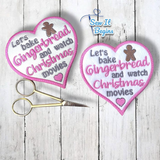 Let's bake Gingerbread 4" Heart Decorations Set of 2 - Digital Download