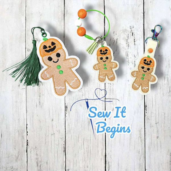 Gingerbread Pumpkin Hat Snap Tab, Eyelet Fob and Book Mark Set- Digital