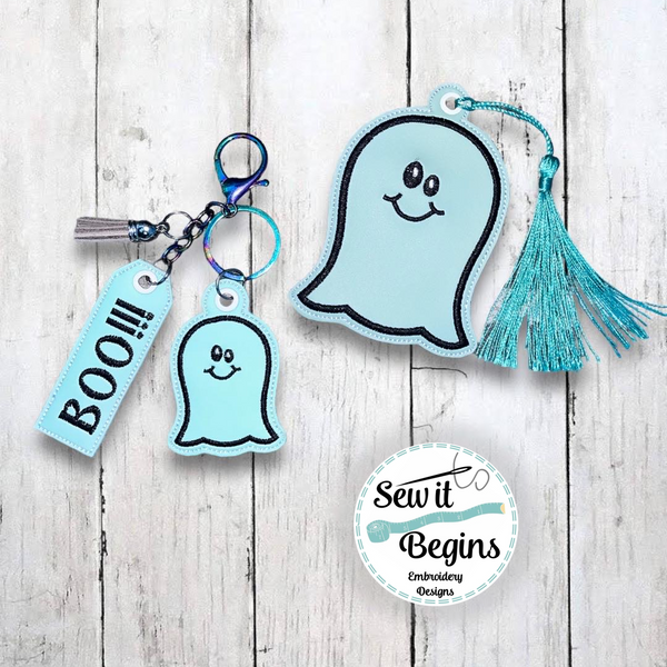 Spooky BOO Ghost Book Mark and Feltie Charm and Tag Set  4x4 - Digital Download