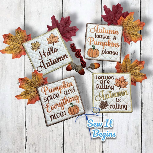 Autumn Is Calling Fall Square 4x4 Coasters (Set of 4) - Digital Download