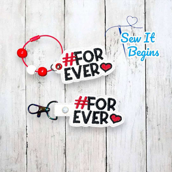 Hash Tag For Ever Snap Tab and Eyelet Key Fobs Set of 2 - Digital Design