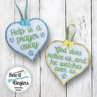 God Does Notice Us & Help is a Prayer Away 4" Heart Decorations Set of 2 - Digital Download