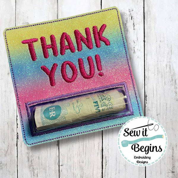 Simple Thank You Money Holder Gift Card 4x4 - Digital Download
