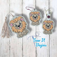 Cute Lion Snap Tab, Eyelet Fob and Book Mark Designs - Digital Download