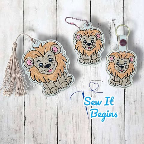 Cute Lion Snap Tab, Eyelet Fob and Book Mark Designs - Digital Download