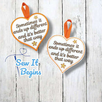Sometimes It Ends Up Different 4" Heart Decorations Set of 2 - Digital Download