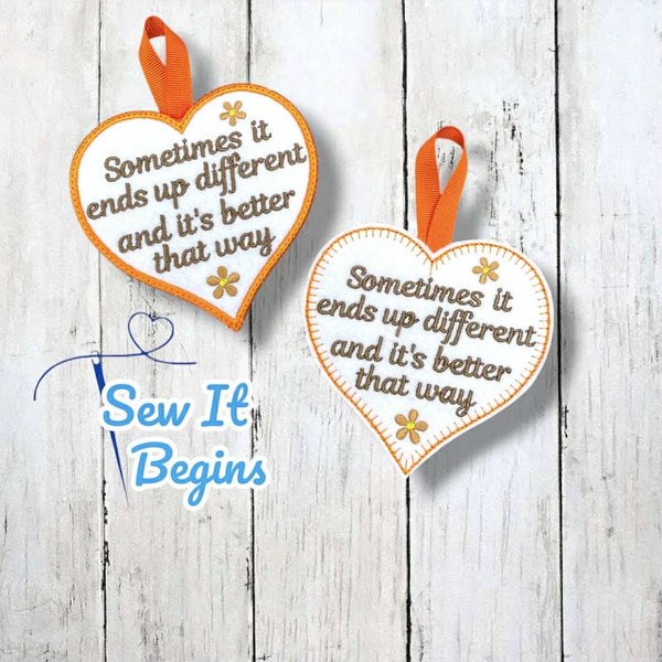 Sometimes It Ends Up Different 4" Heart Decorations Set of 2 - Digital Download