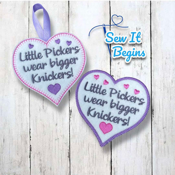 Little Pickers Wear Big Knickers Dieting 4" Heart Decorations Set of 2 - Digital Download