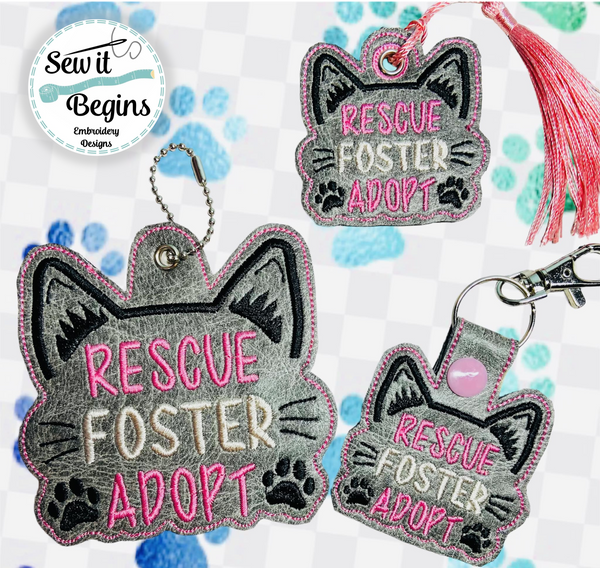 Rescue Foster Adopt Snap Tab, Eyelet Keyrings and Bookmark Set of 3 - Digital Design
