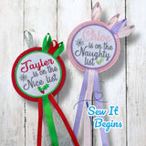 Christmas Naughty Nice List Rosettes 4x4 - Digital Download