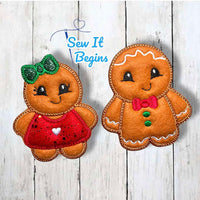 Chubby Boy & Girl Puffy Gingerbread Decorations 4x4 - Digital Download