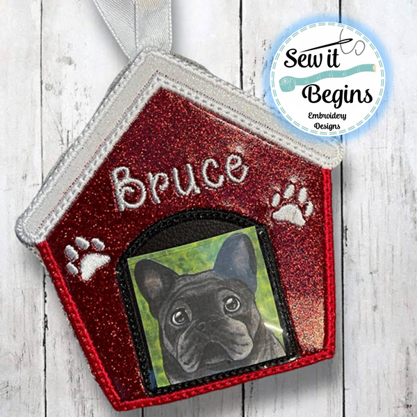 Cute Dog House Photo Frame Picture Holder Decoration 4x4  - Digital Download