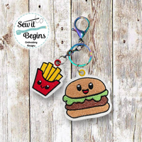 Burger and Fries Besties Feltie Charm and Tag Set  4x4 - Digital Download