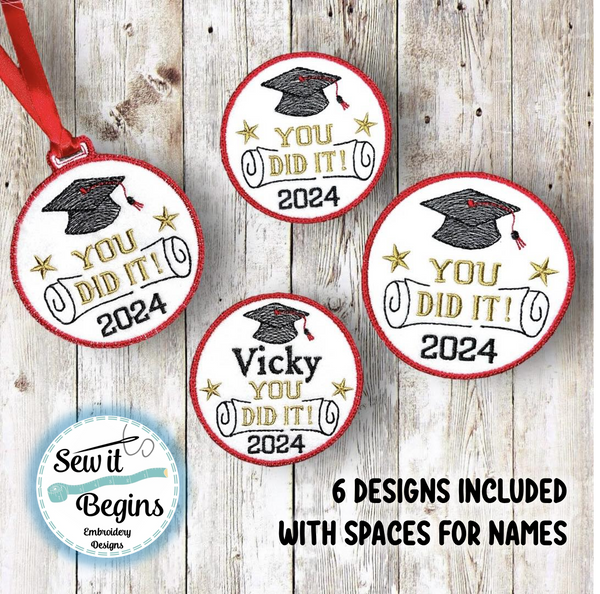 You Did It! Graduation 2024 Medal, Badge and Coaster Set of 6 - Digital Download