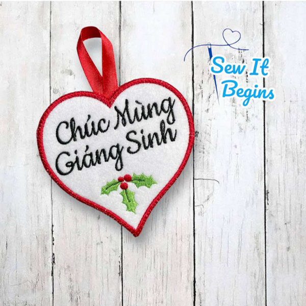 Vietnamese Vietnam Christmas Heart Hanging Decoration 4x4