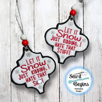Naughty and Nice Let It Snow Arabesque Shaped Decorations 4x4 - Digital Download