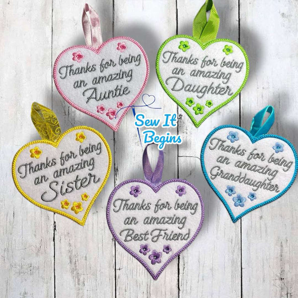 Amazing Family and Friends Bundle with Flowers 4" Heart - Digital Download