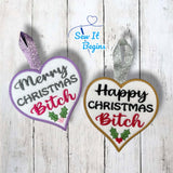 Happy & Merry B*tch Christmas Heart Hanging Decoration - Digital Download