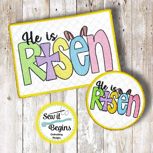 Cute Bunny He Is Risen Mug Rug and Coaster Designs (2 sizes) - Digital Download