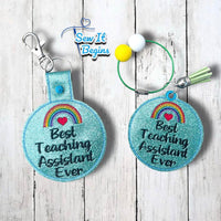 Best Teaching Assistant Ever Rainbow Snap Tab and Eyelet Fob - Digital Download