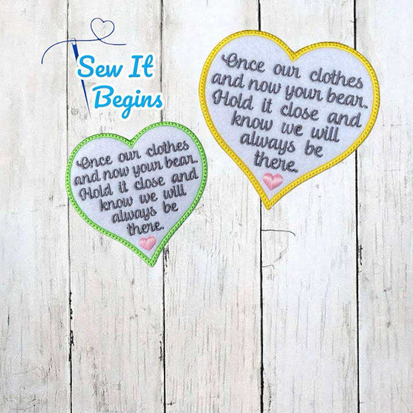 Once Our Clothes Now Your Bear Heart Patch Set - Digital Download